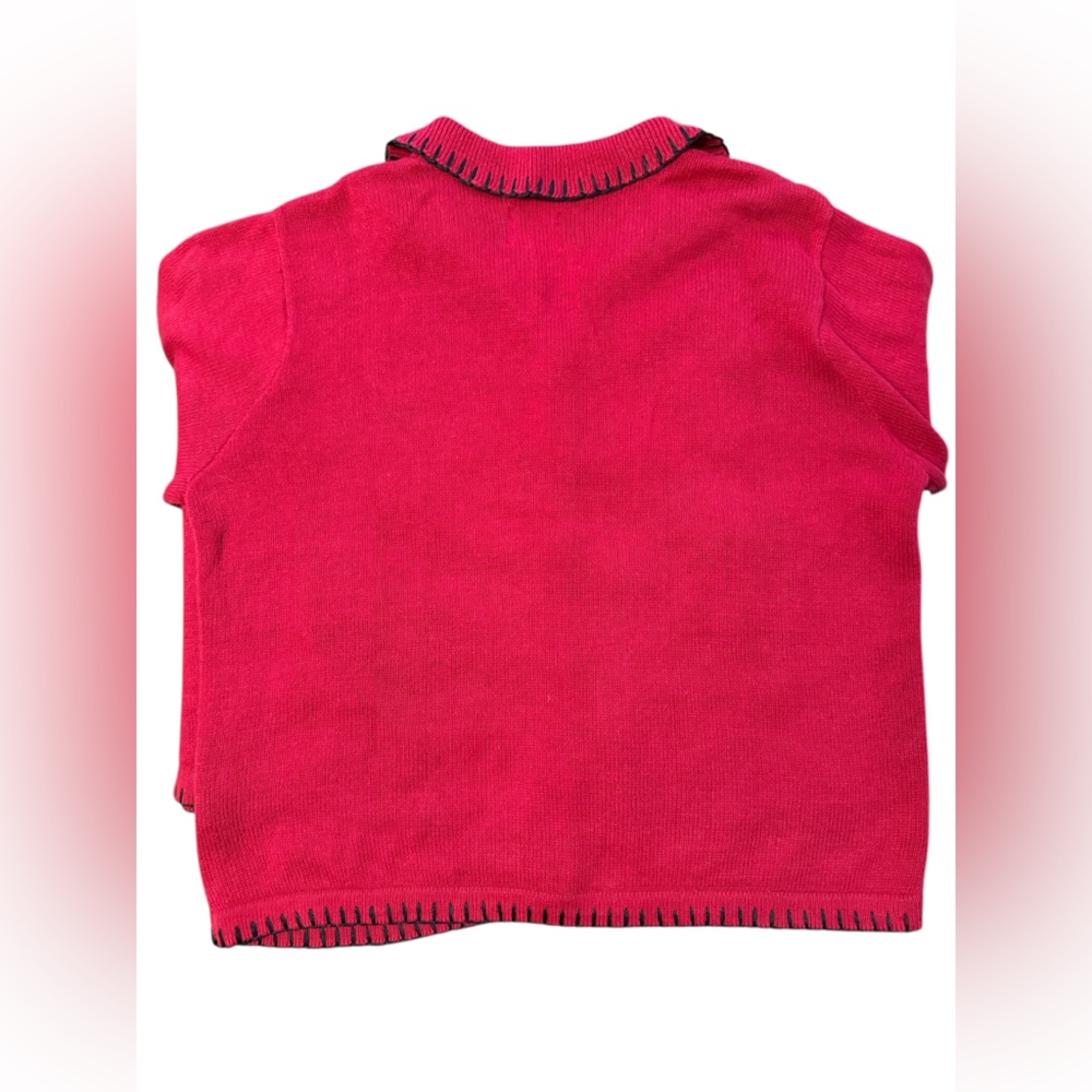 Vintage Nutcracker Christmas Cardigan Sweater Red Animal Print Stockings medium - Picture 5 of 16